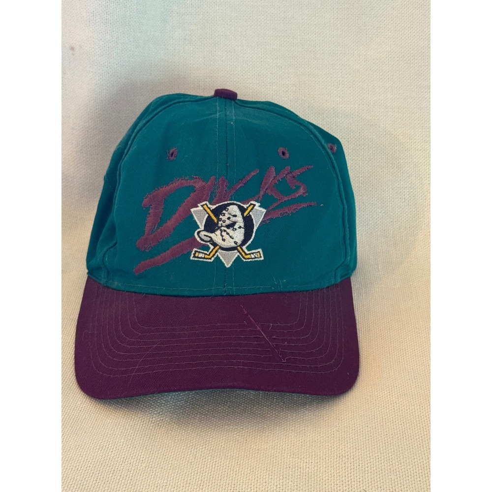 Vintage Mighty Ducks Snapback Hat OSFA Teal Purple 90s NHL Hockey Cap AJD